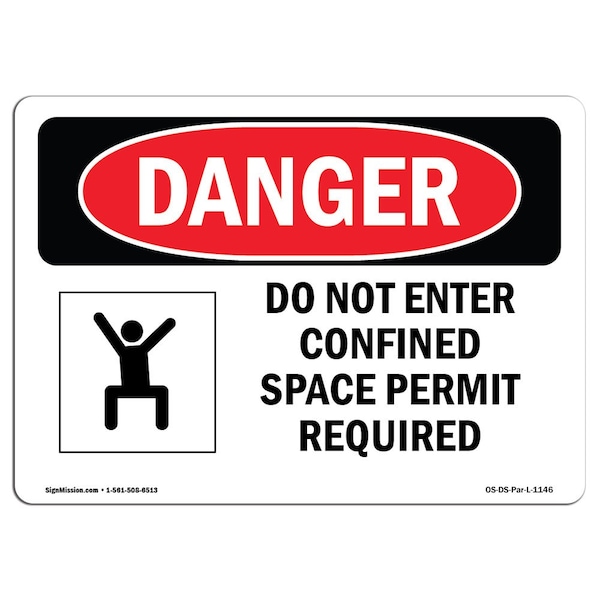 OSHA, Do Not Enter Confined Space Permit Required, 5in X 3.5in, 10PK, 5" W, 3.5" H, Landscape, PK10